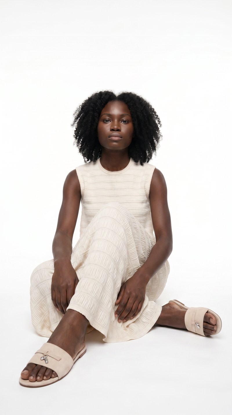 Pose editorial 5 de 5 da modelo de perfil West African